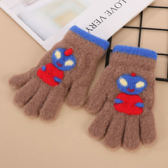 Wholesale Cartoon Warm Gloves  Fleece Lining Thickened Fingers