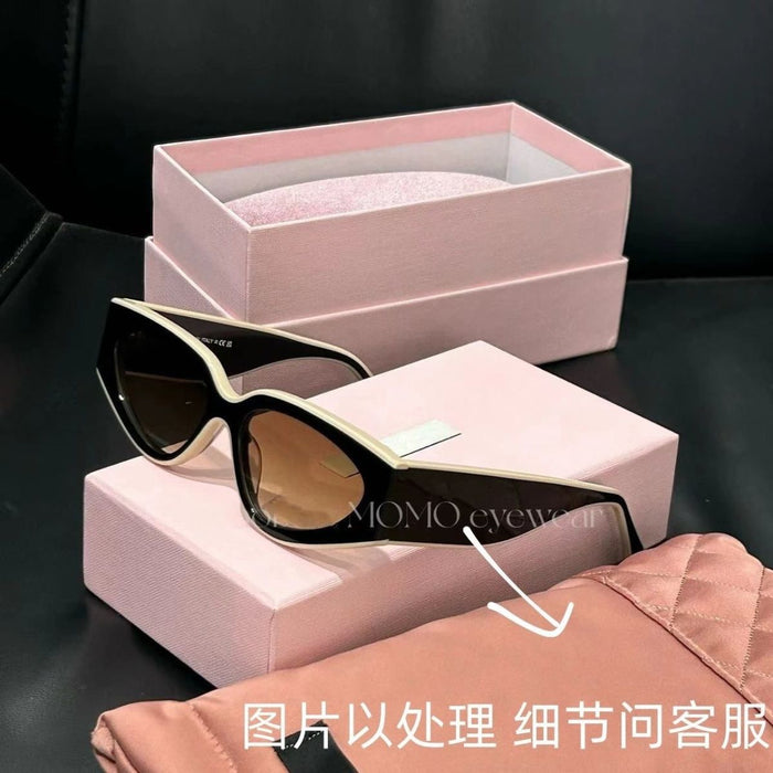Wholesale Sunglasses, brown lenses, narrow frame sunglasses, panda black and white color scheme