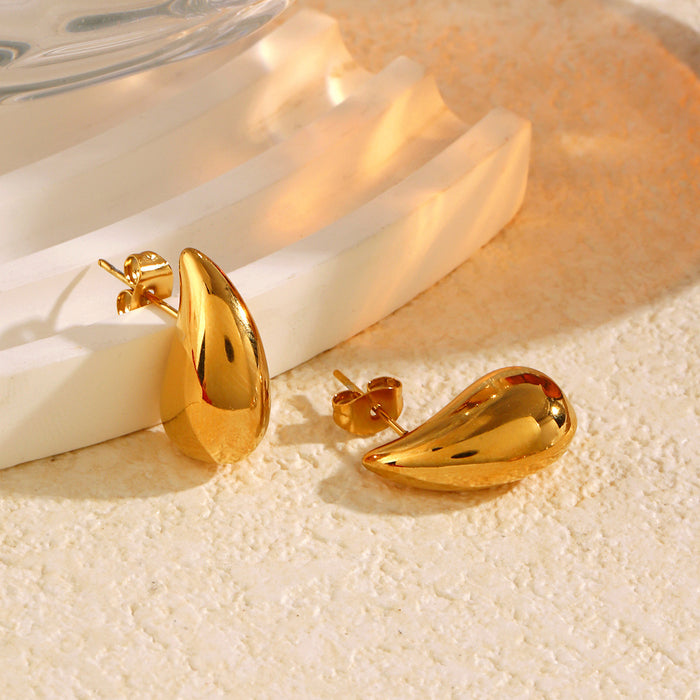 Wholesale Versatile niche teardrop solid titanium steel earrings