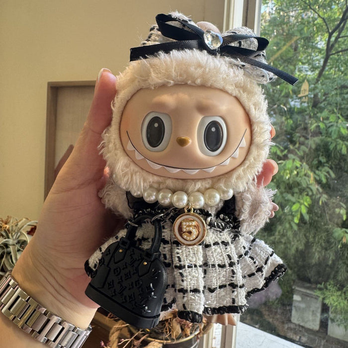 Wholesale Doll Clothes Accessories Bow Black and White Plaid Skirt Clothes