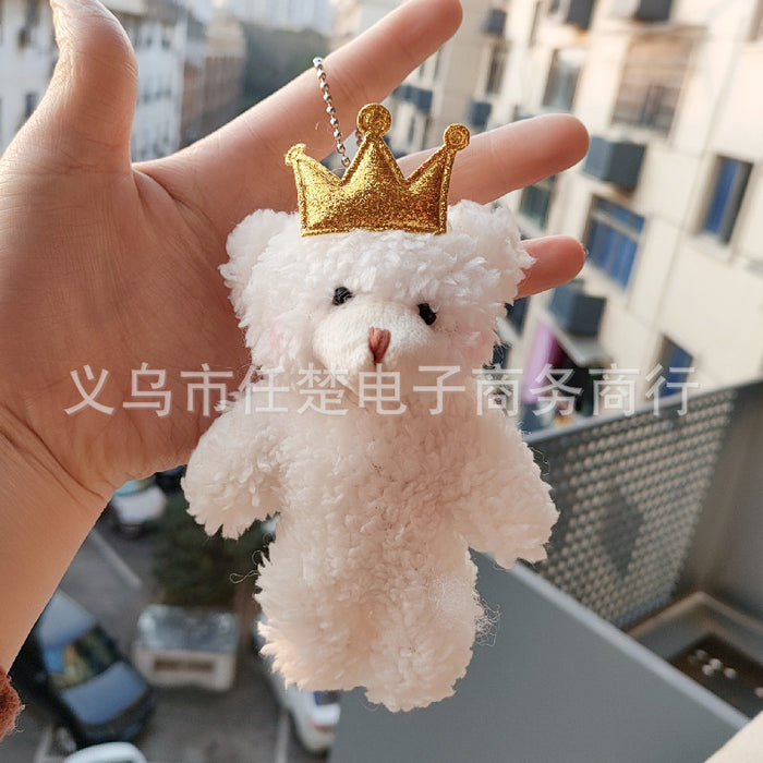 Wholesale Cute Powder Blusher Bear Pendant Plush Bag Pendant Female Conjoined Bear Creative Key Chain Doll JDC-KC-RC003