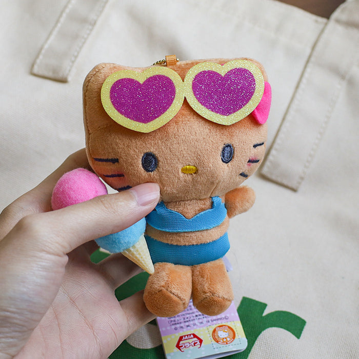 Wholesale Ice Cream Swim Ring cat Pendant Plush Doll Hawaiian Black cat Doll Bag Pendant