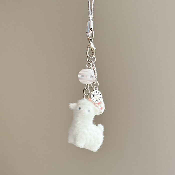 Wholesale Cute Furry Animal Keychain Alpaca Mobile Phone Pendant Cartoon Bag Hanging Accessories