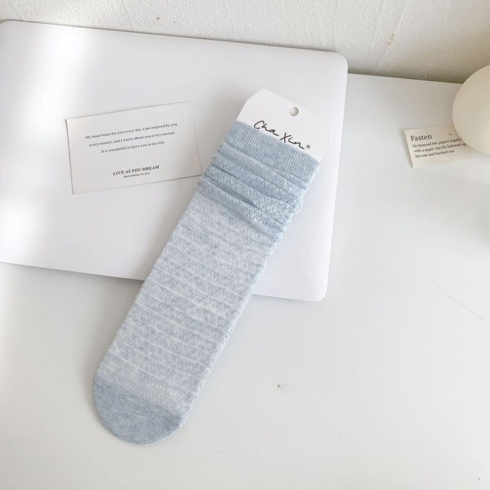 Wholesale New hollow mesh breathable thin socks with middle tube stacking