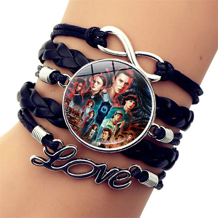 Wholesale Multi-layered leather bracelets with movie themes for men and women.
