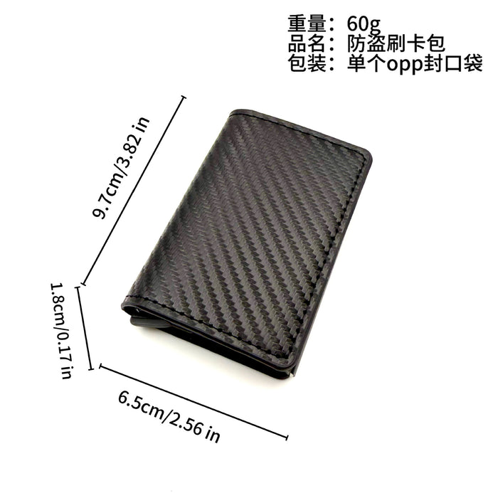 Wholesale Urban Simplicity Auto Eject Multi-Card Metal Case Wallet Carbon Fiber Black MOQ≥2