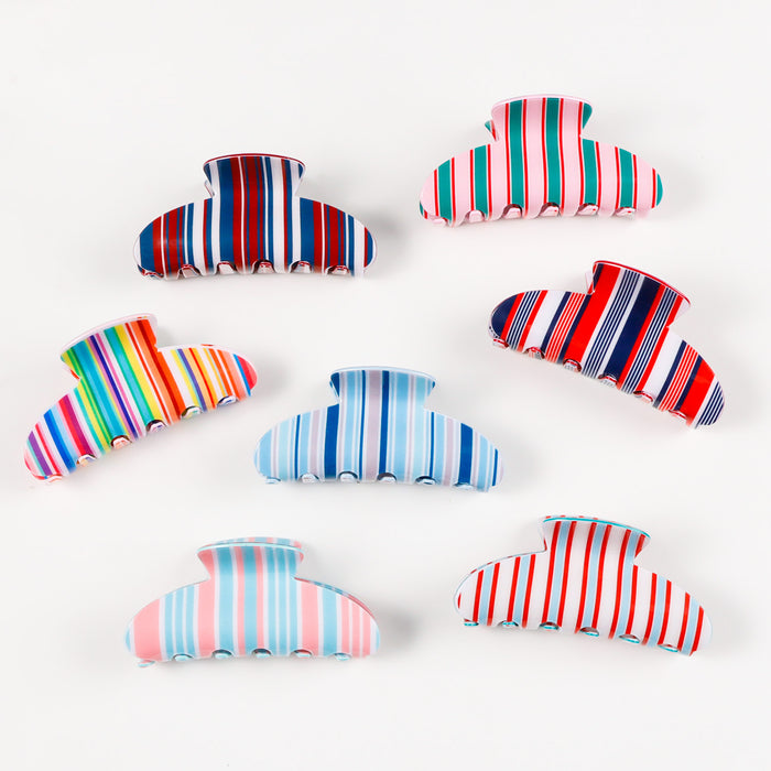 Wholesale Striped Shark Clip PVC Hair Claw Fashion Accessory For Everyday Styling And Boutique Resale