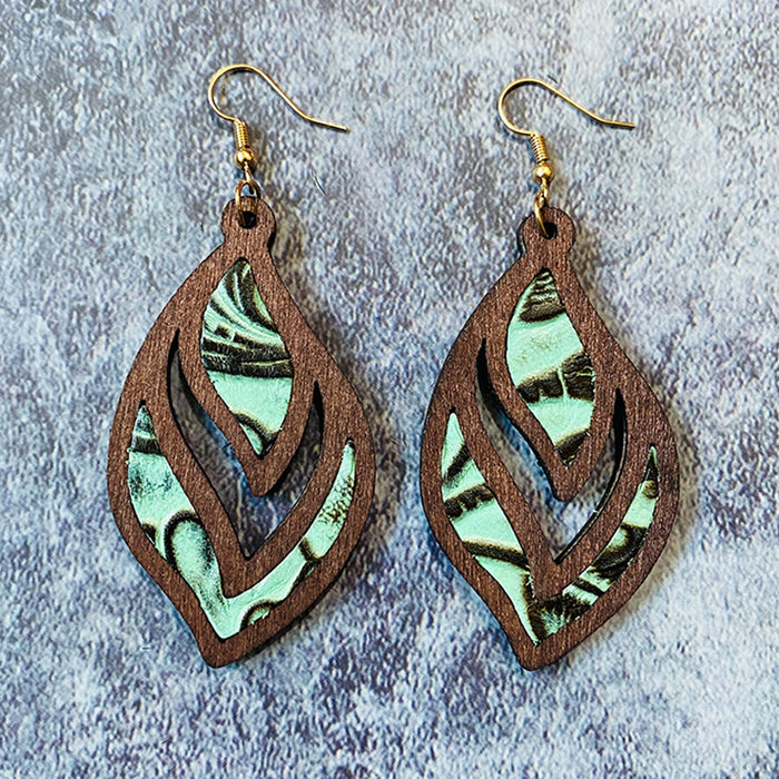 Wholesale Retro Geometric Drop Wood Earrings Jewelry Accessory