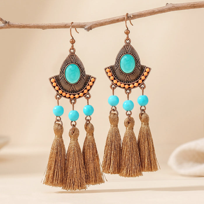 Wholesale Zinc Alloy Bohemian Tassel Earrings - Trendy Fashion Jewelry