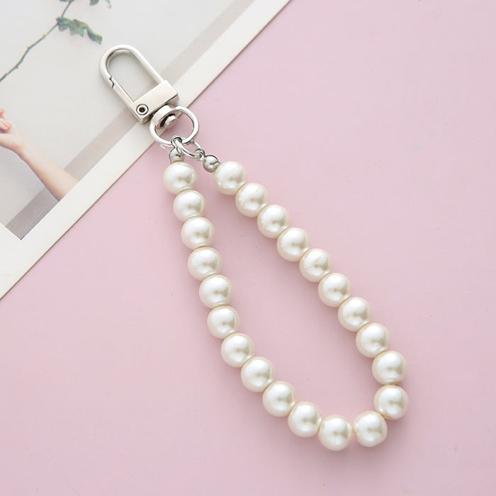 Wholesale Retro Pearl keychain pendant alloy mobile phone chain bag pendant