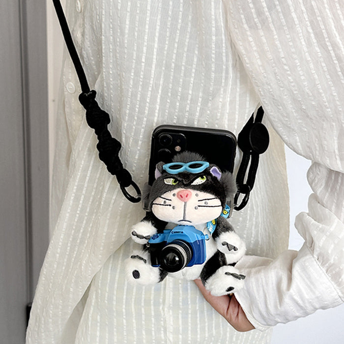 Wholesale Cat Camera Mobile Phone Case Back Clip Crossbody Plush Doll Mobile Phone Chain