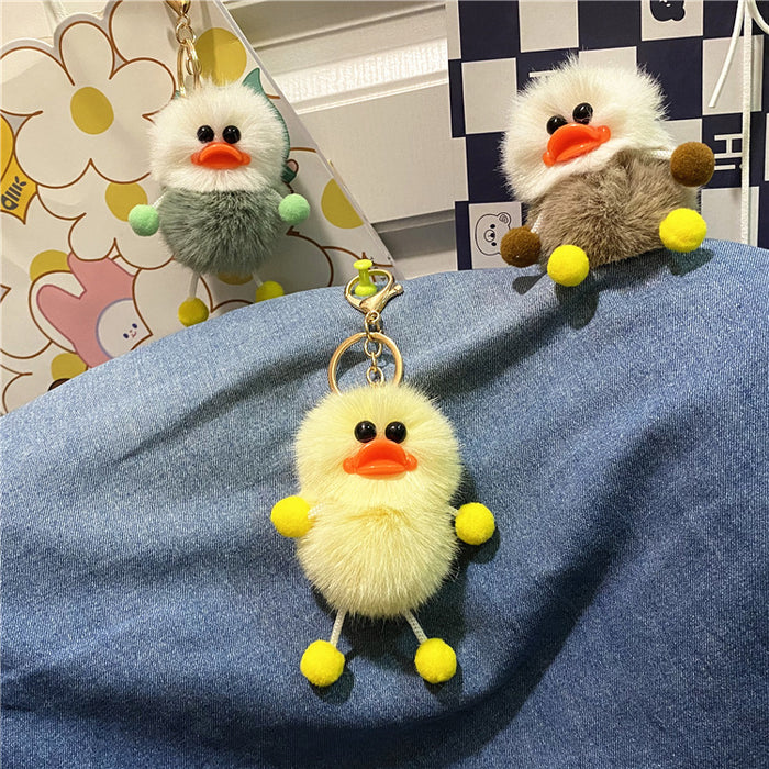 Wholesale Duck keychain cute plush student bag pendant cartoon elf car keychain accessories