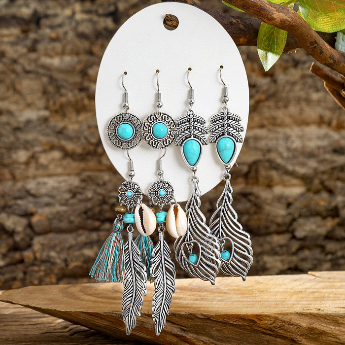 Wholesale Alloy Tassel Earring Set Retro Ethnic Style Bohemian Jewelry Accessory MOQ≥2