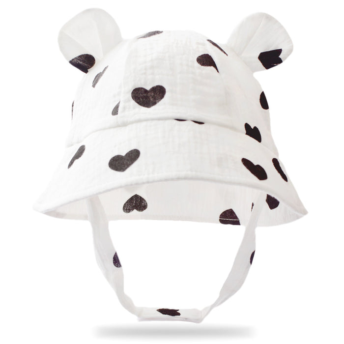 Wholesale Summer Baby Printed Gauze Basin Hat Children's Rabbit Ear Sunshade Hat Fisherman Hat JDC-FH-ZB002