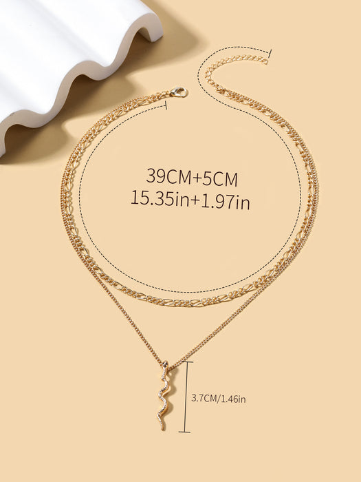 Wholesale Creative Jewelry Multi layer Serpentine Stacked Necklace Clavicle Chain Versatile Alloy Pendant Sweater Chain