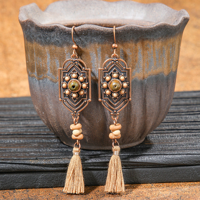 Wholesale 2pcs retro ethnic geometric turquoise earrings