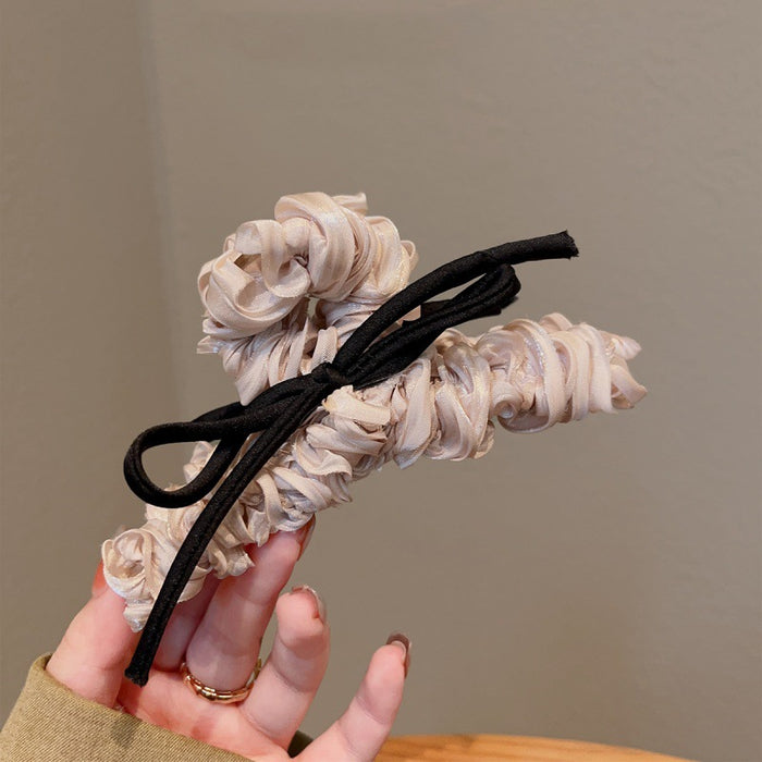 Wholesale New satin pleated bow clip with high-end feel at the back of the head