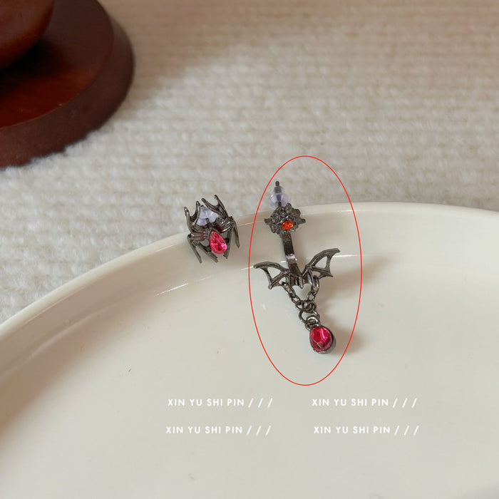Wholesale Zircon spider earrings, niche design, bat earrings