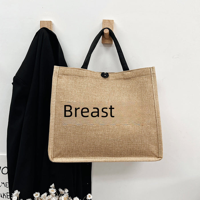 Wholesale Fashionable hand-held linen bag, large capacity casual shoulder bag, paired with letter bag