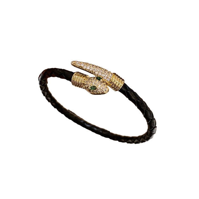 Wholesale Electroplated zircon small snake open bracelet niche retro personalized bracelet light luxury high-end versatile bracelet for women