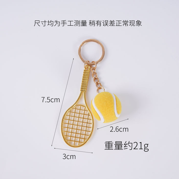 Wholesale Metal Tennis Racket Keychain Pendant Silver Blue Modern Minimalist Fashion Accessory MOQ≥2
