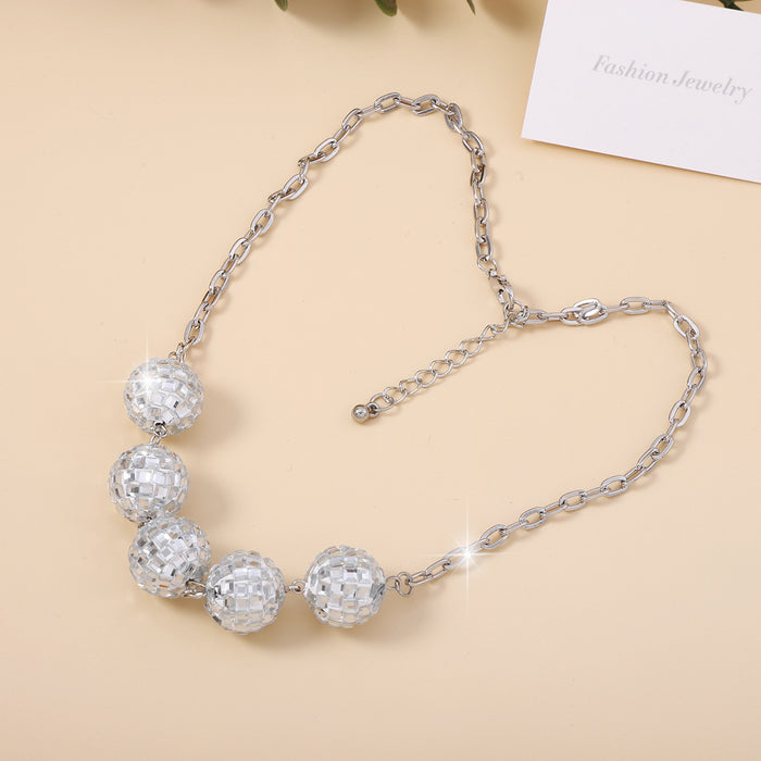 Wholesale Diamond Disco Light Ball Alloy Necklace JDC-NE-YueLi005