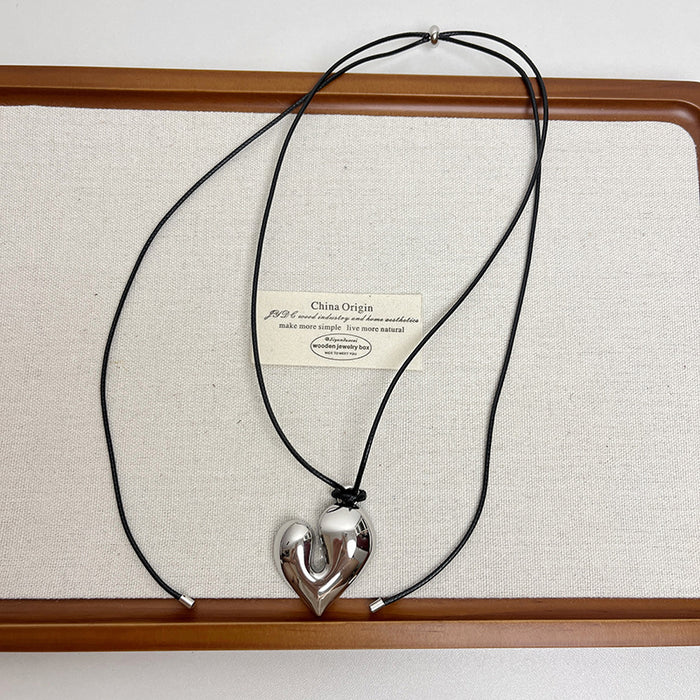 Wholesale Sweater chain, irregular geometry, heart-shaped comb pendant, necklace, adjustable drawstring, accessory