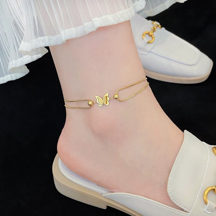 Wholesale Butterfly anklet women's gold new fashion foot chain
