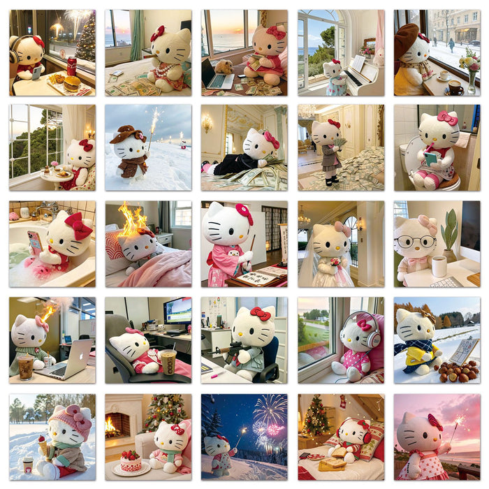 Wholesale 54pcs Kitten daily graffiti stickers personality creative spoof trend cool play decoration mobile phone luggage stickers