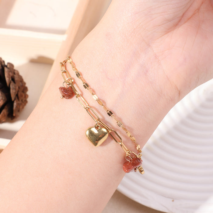Wholesale Electroplated Stainless Steel Bohemian Turquoise Multi-layer Bracelet