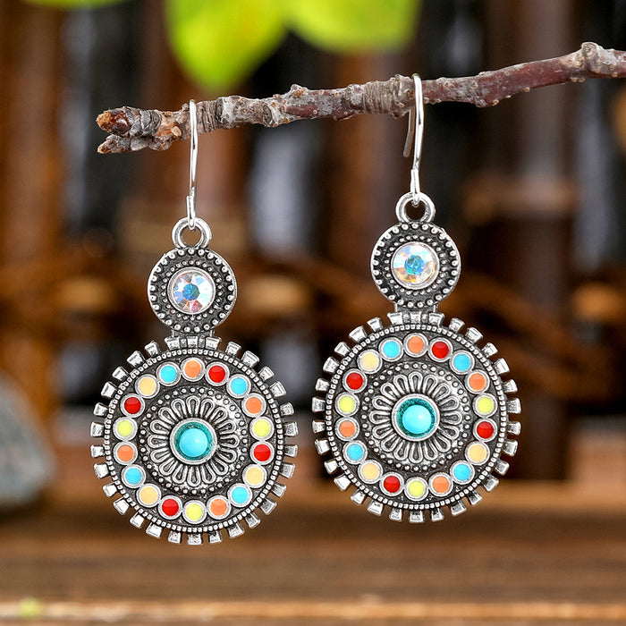 Wholesale Bohemian Geometric Turquoise Earrings Zinc Alloy Fashion Accessory MOQ≥2