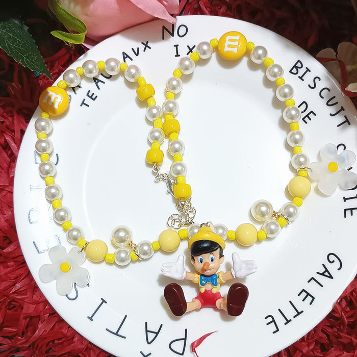 Wholesale Pearl Necklace  High-flying Dog Cute Resin Cartoon Short Necklace Women' s Children' s Jewelry