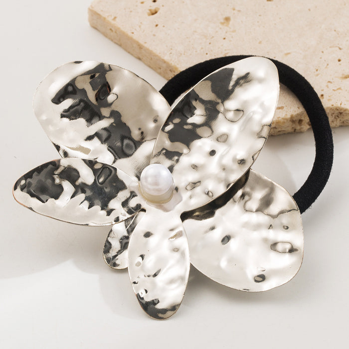 Wholesale flower metal high elastic hair ring sweet flower head rope hair accessories