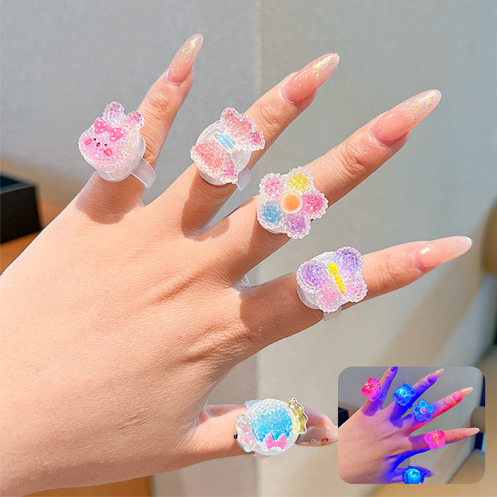 Wholesale Children' s Luminous Cartoon Ring Girls'  Birthday Gift Little Girl' s Cute Jewelry Ring Jewelry
