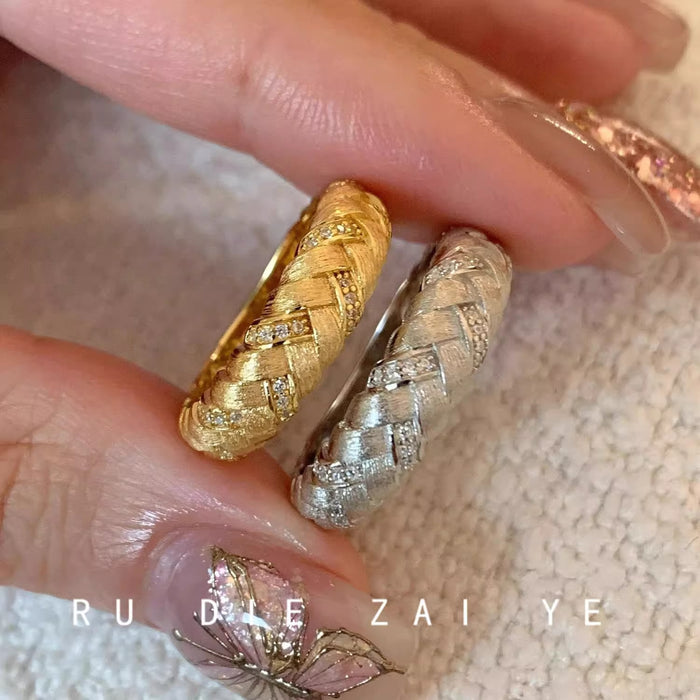 Wholesale Wheat ear woven ring open ring Adjustable rings