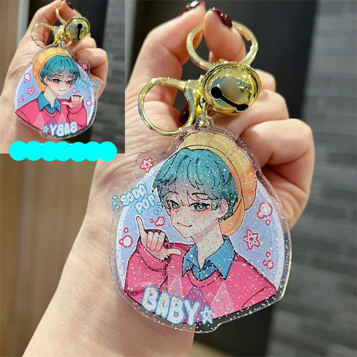 Wholesale 5 PCS KPOP double-sided cute cartoon print acrylic keychains