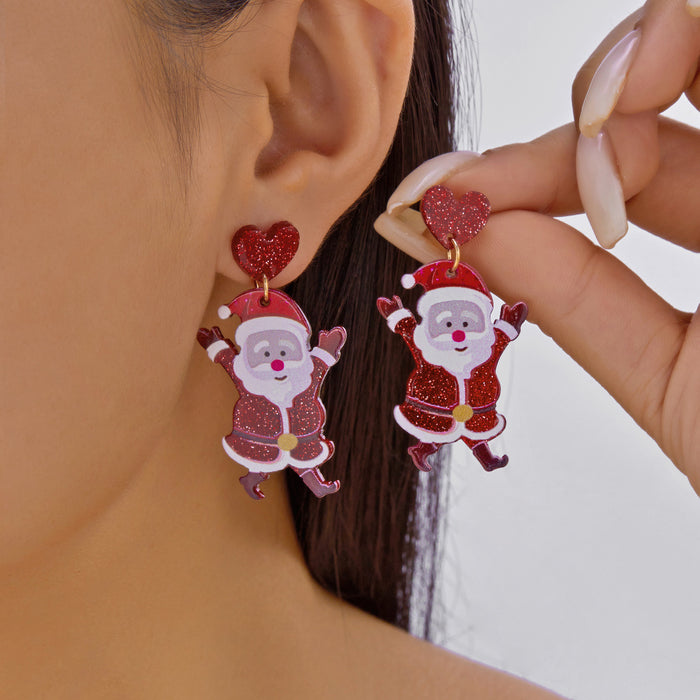 Wholesale Christmas series earrings Nutcracker  lights Christmas tree elk cane acrylic earrings