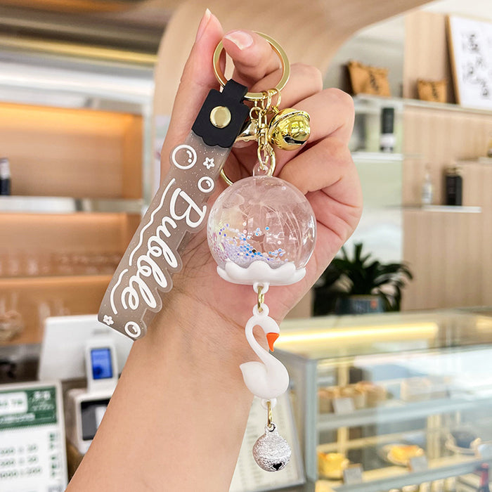 Wholesale Acrylic Oil-filled Wind Chime Quicksand Floating Doll Keychain JDC-KC-Benxin024