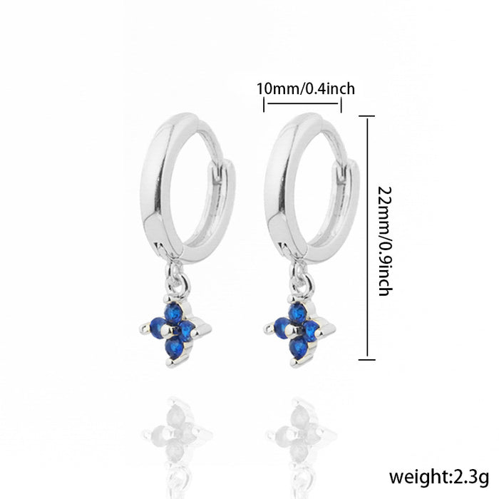Wholesale Diamond inlaid clover earrings with geometric flowers, fashionable and versatile earrings wholesale