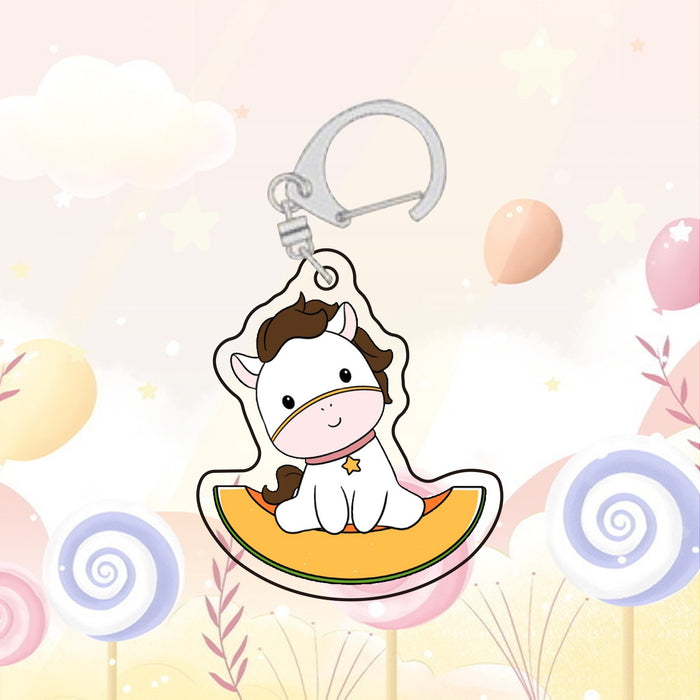 Wholesale Cartoon Cute Zodiac Keychain Acrylic Hanging Fruit Animal Bag Decoration Pendant School Bag Accessories Gift