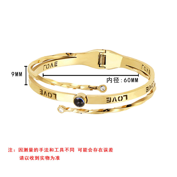 Wholesale LOVE Letter Projection Cross Stainless Steel Spring Bracelet JDC-BT-mif007