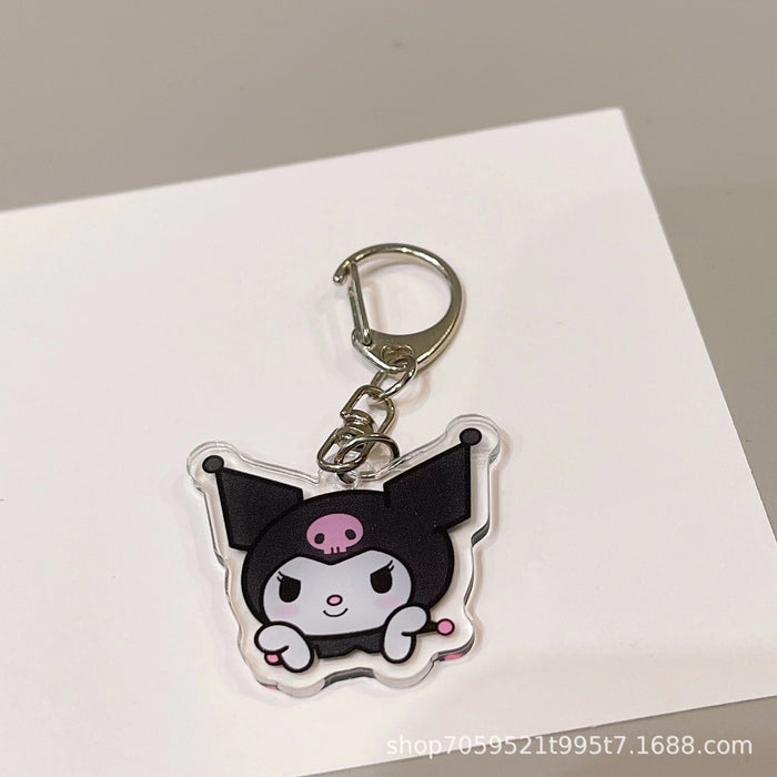 Wholesale Double-sided Keychain Cute Cartoon Book Bag Pendant Transparent Pendant Acrylic Keychain for Men and Women