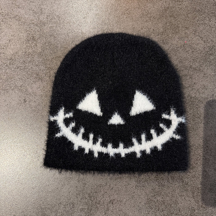 Wholesale Funny expression knitted hat for women in autumn and winter,  new  warm imitation mink yarn hat