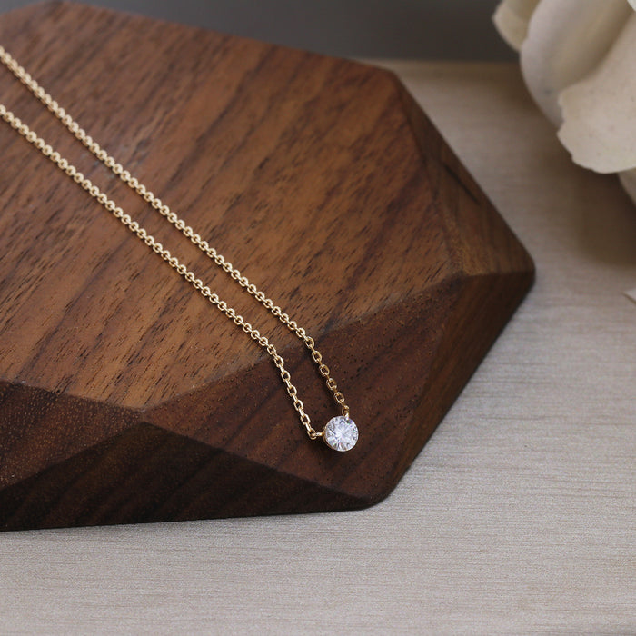 Wholesale round non-claw diamond necklace 925 silver gold plated 10/20/30 stacked clavicle chain