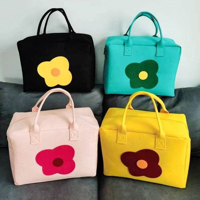 Wholesale Cartoon travel bag Felt luggage bag Large capacity cute handbag Portable hangable trolley case storage bag