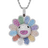 Wholesale Copper Inlaid Rotatable Colorful Sun Necklace JDC-NE-YaChuang002