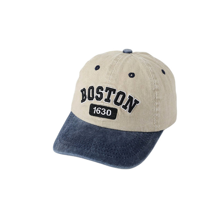 Wholesale Children' s Washed Embroidered Color-Blocked Baseball Hat
