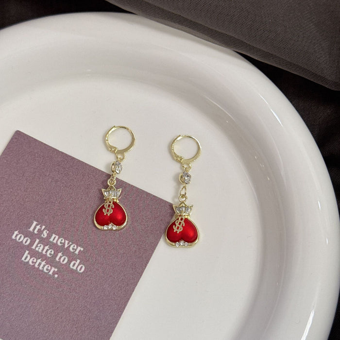 Wholesale Frosted red pearl lucky bag ear buckle retro ear accessory