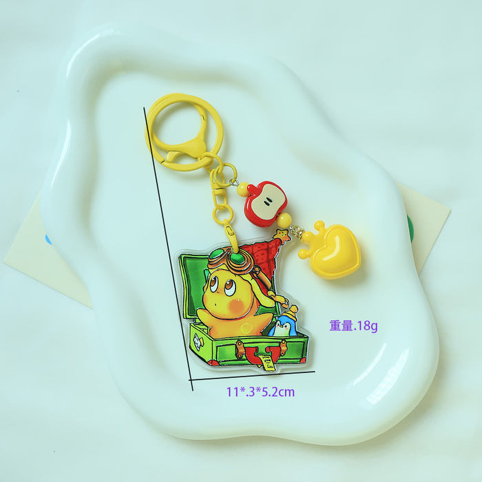 Wholesale Cute Red Apple Star Acrylic Relief Keychain Pendant Ins Cartoon Heart Backpack Hanging Jewelry