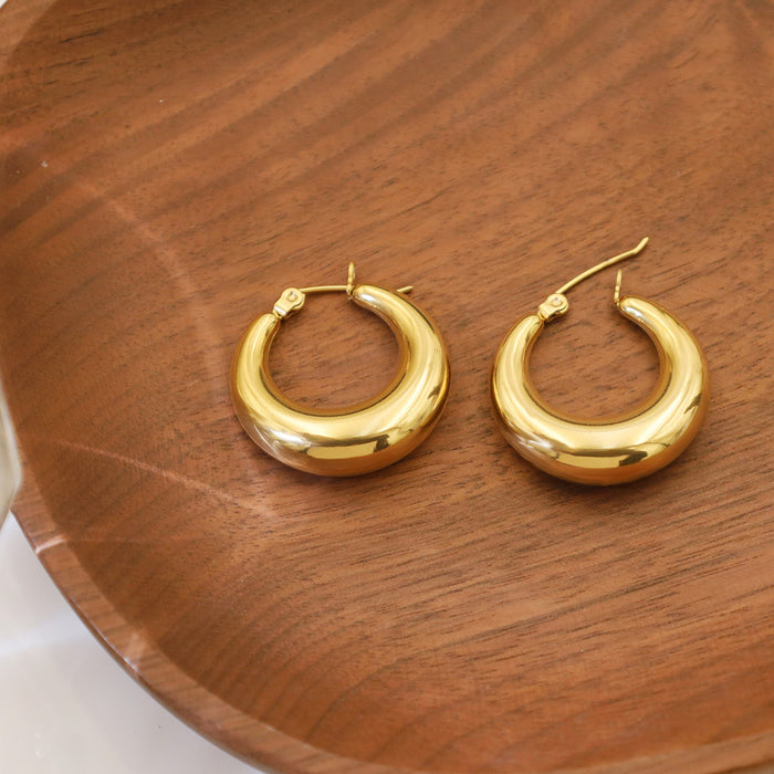 Wholesale 18K Golden Crescent Titanium Steel Earrings
